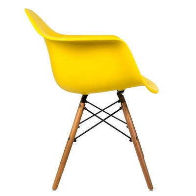 Кресло EAMES W желтое, каркас деревянный