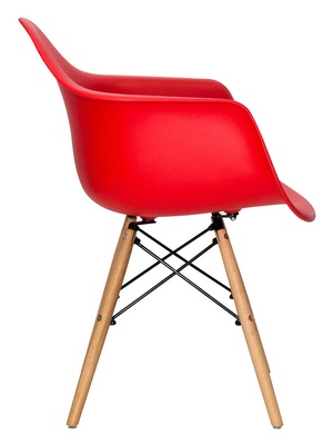 Кресло EAMES W красное, каркас деревянный